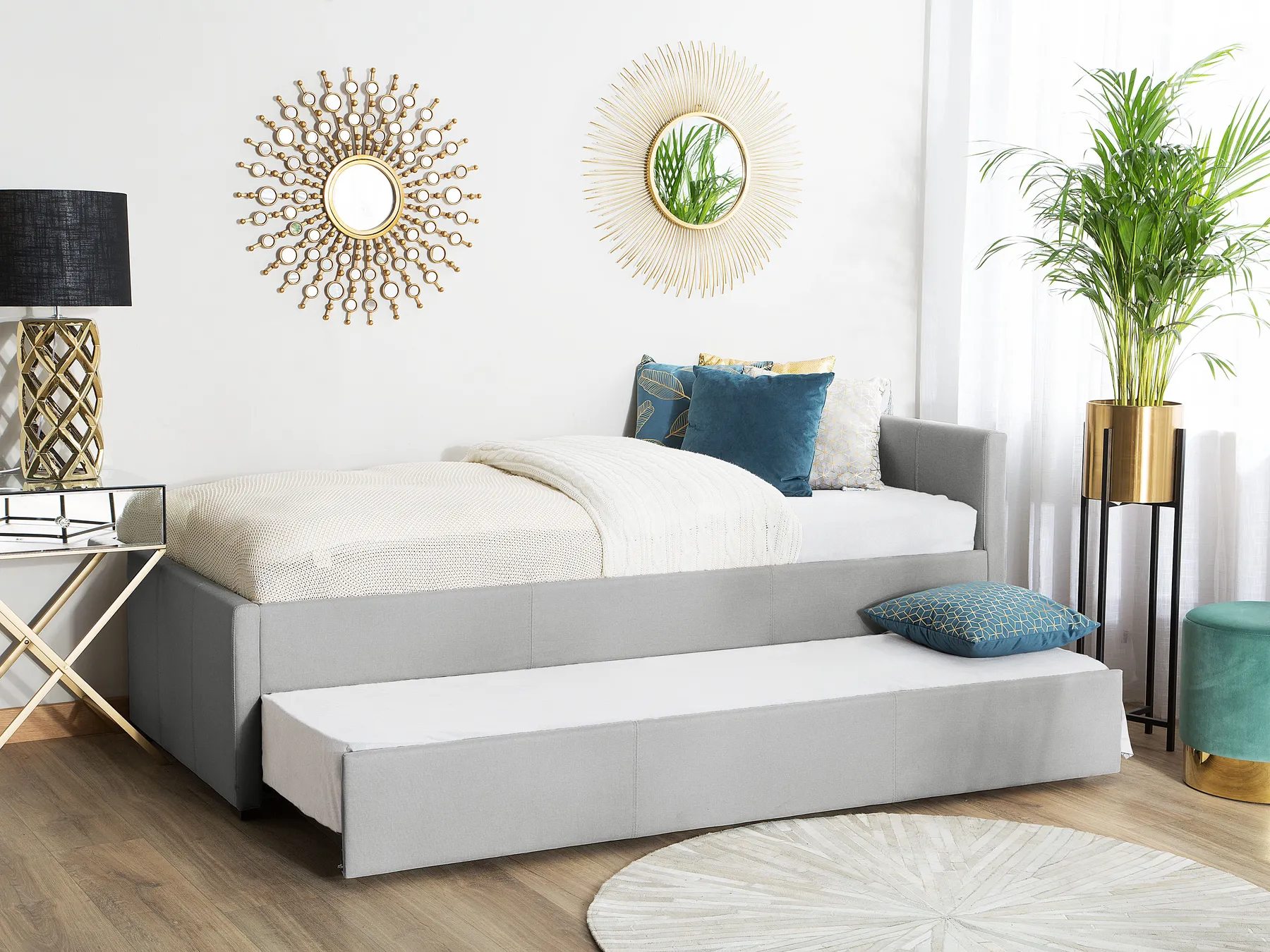 Trundle Bed Fabric MARMANDE 80 x 200 cm (EU Small Single) Light Grey_770349