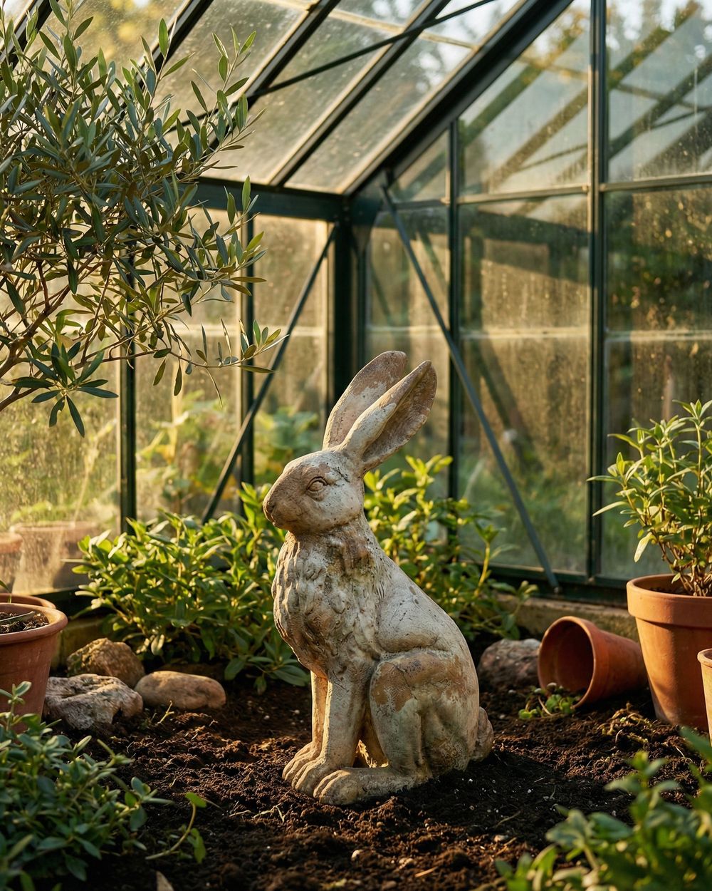 Statua da giardino NEIVE Lepre Beige