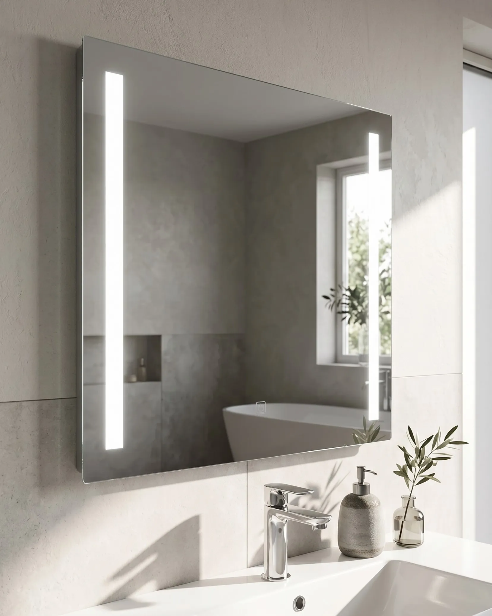 Lustro łazienkowe LED LIRAC 70 cm 60 cm Srebrny_796116