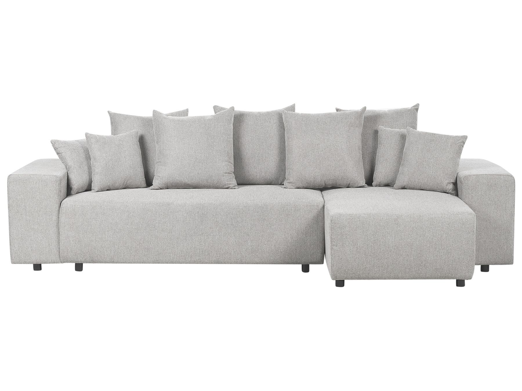 Canapé-lit d'angle à gauche avec rangement en tissu gris clair LUSPA_900977