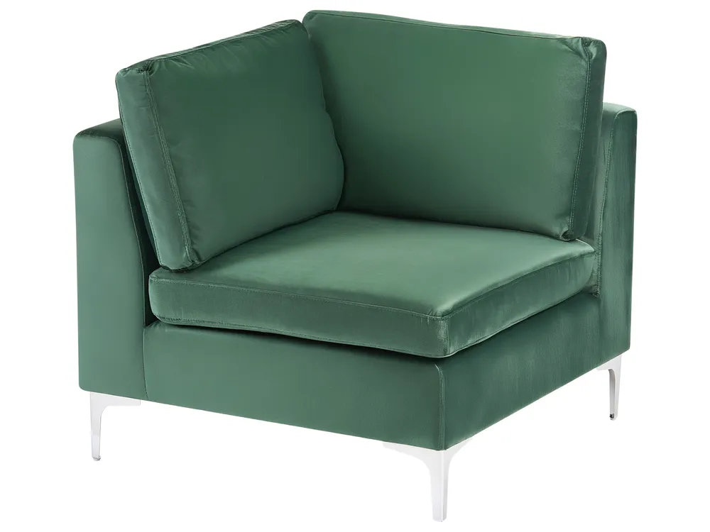 Modular Corner Sofa 4 Seater EVJA with Ottoman Velvet Green Left Hand_789583