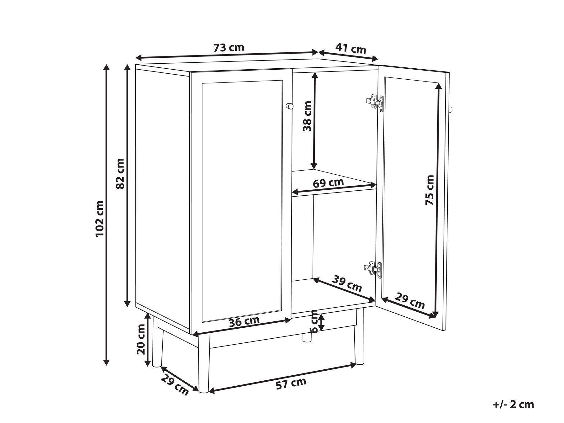 2 Door Sideboard Light Wood NIVO_934020