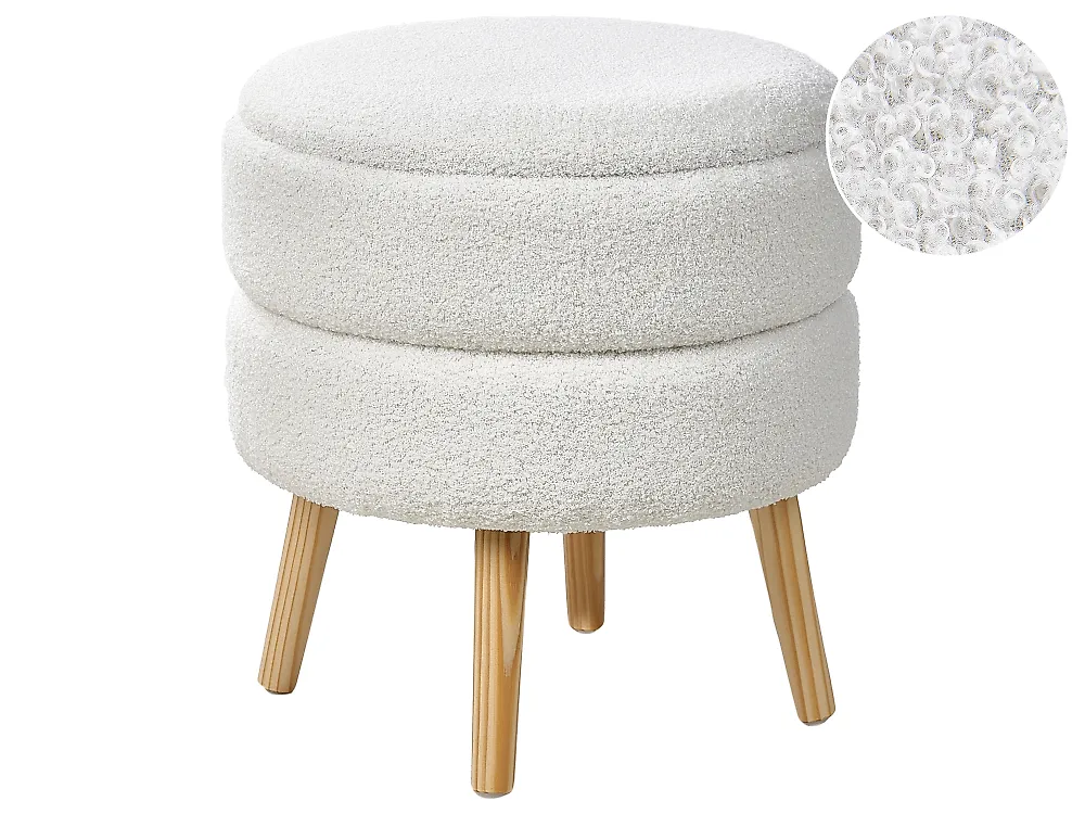 Hocker mit Stauraum OKATON Bouclé Weiß