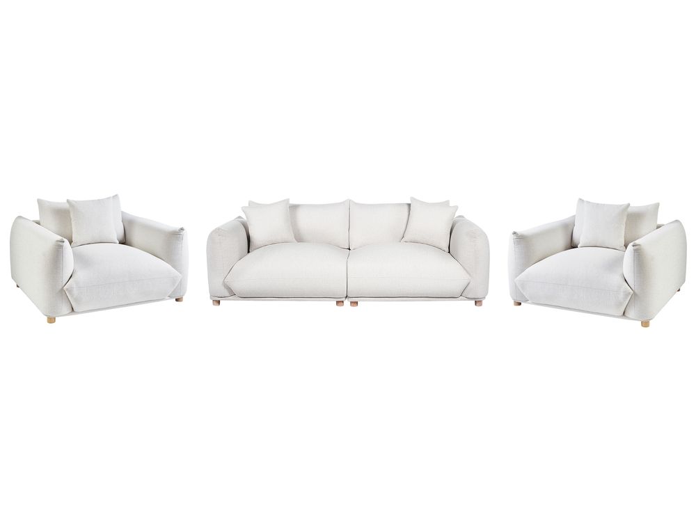 Living Room Set 5 Seater LUVOS Fabric Off-White
