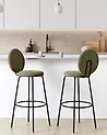Set of 2 Bar Chairs EMERY Boucle Dark Green