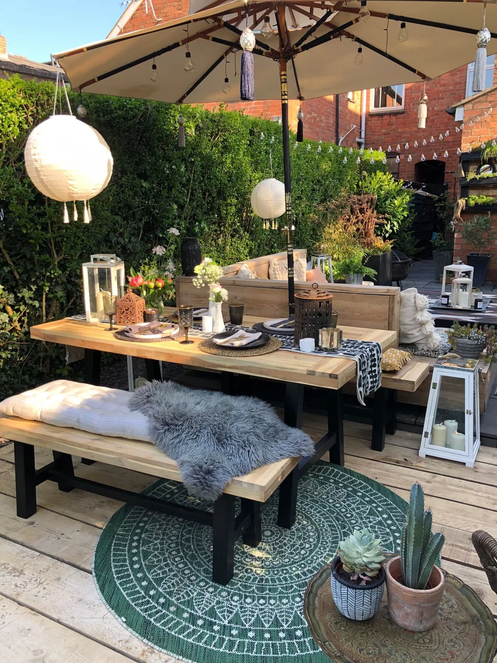 Garden Dining Table SCANIA 170 cm 80 cm Acacia Wood Black_772331