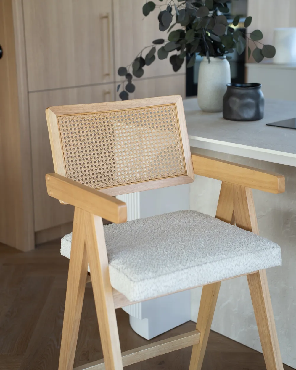 Set di 2 sedie alte AVA Legno Marrone chiaro/Beige_1148757