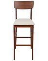  Set of 2 Wooden Bar Chairs Dark Wood and Light Beige AMBLER_926583