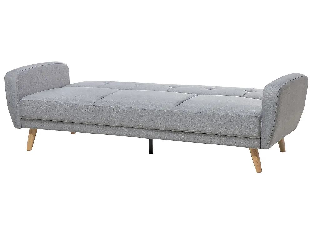 Canapé-lit Convertible 2 Places En Tissu Noir - Design Rétro, Pieds En Bois Hévéa, Mécanisme Clic-clac, 155x85x82 Cm - 2