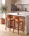 Set of 2 Bar Chairs LAKEVILLE Chenille Golden Brown