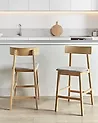 Set of 2 Bar Chairs ISANTI Wood Light Brown/ Taupe