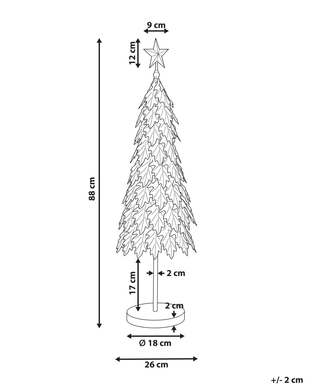 Décoration de Noël KOUVOLA 88 cm Arbre de Noël Doré_1173521