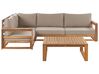 Lounge Set zertifiziertes Holz hellbraun 4-Sitzer rechtsseitig modular Auflagen taupe TIMOR II_837940