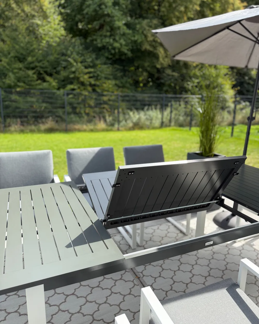 Garden Dining Set 8 Seater PANCOLE with Cushions Metal Grey_1030990