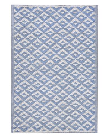 Tapis extérieur au motif géométrique bleu 120 x 180 cm BIHAR