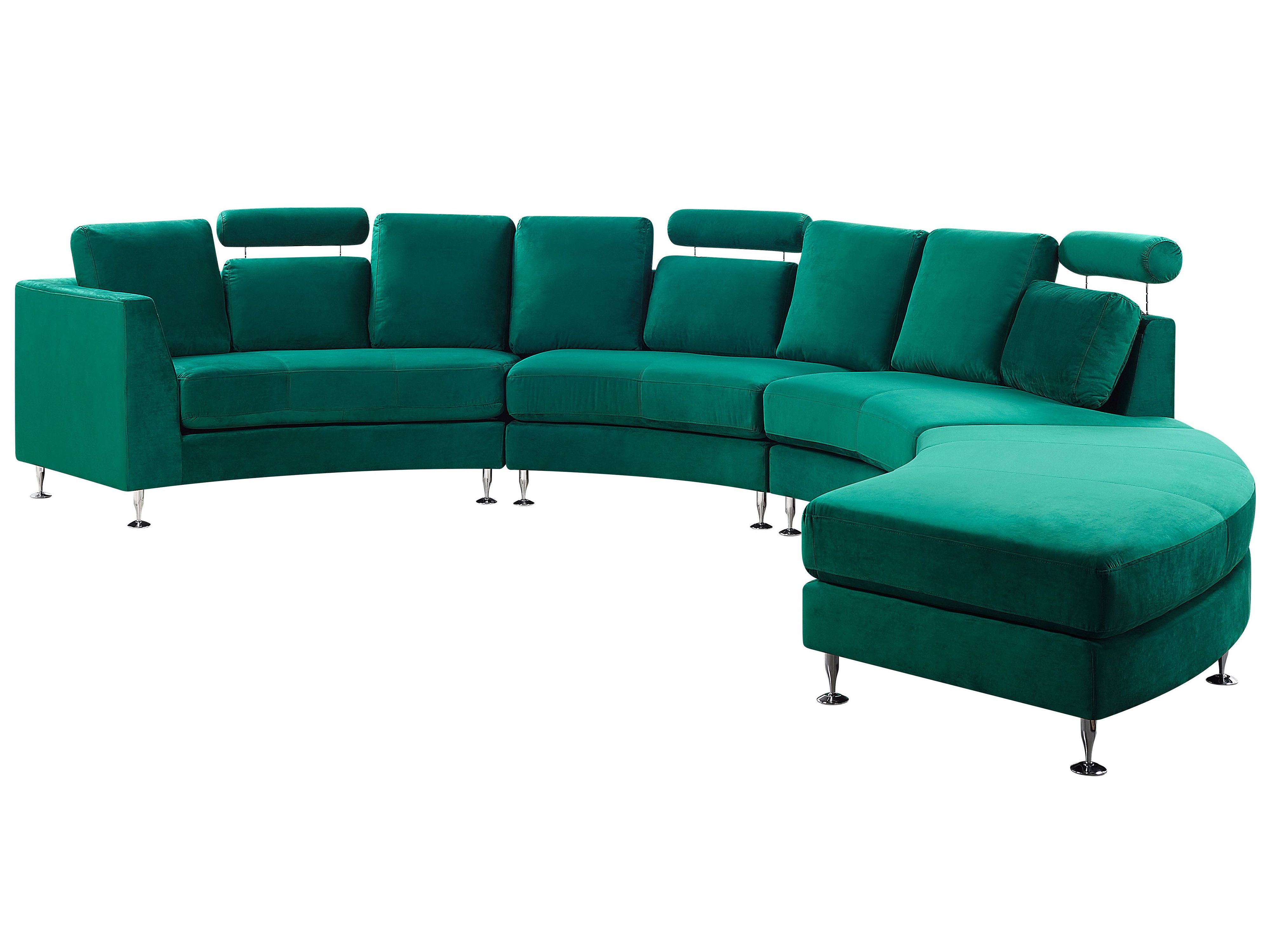 Halbrundes Sofa 7-Sitzer ROTUNDE Samtstoff Dunkelgrün | Beliani.at