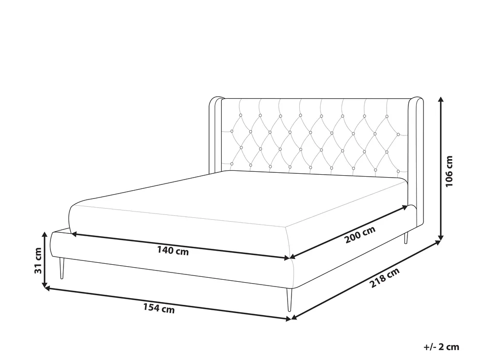 Bed Velvet FORBACH 140 x 200 cm (EU Double) Grey_819185