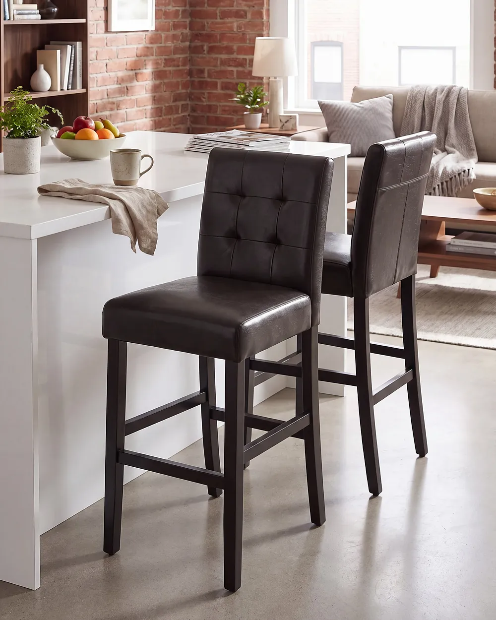 Chaise de bar MADISON Cuir PU Marron foncé_1151264