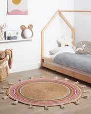 Kinderteppich ZANAVI Bunt ø 120 cm Jute_906531