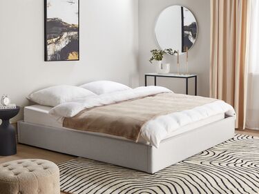 Fabric EU Super King Size Ottoman Bed Light Grey DINAN