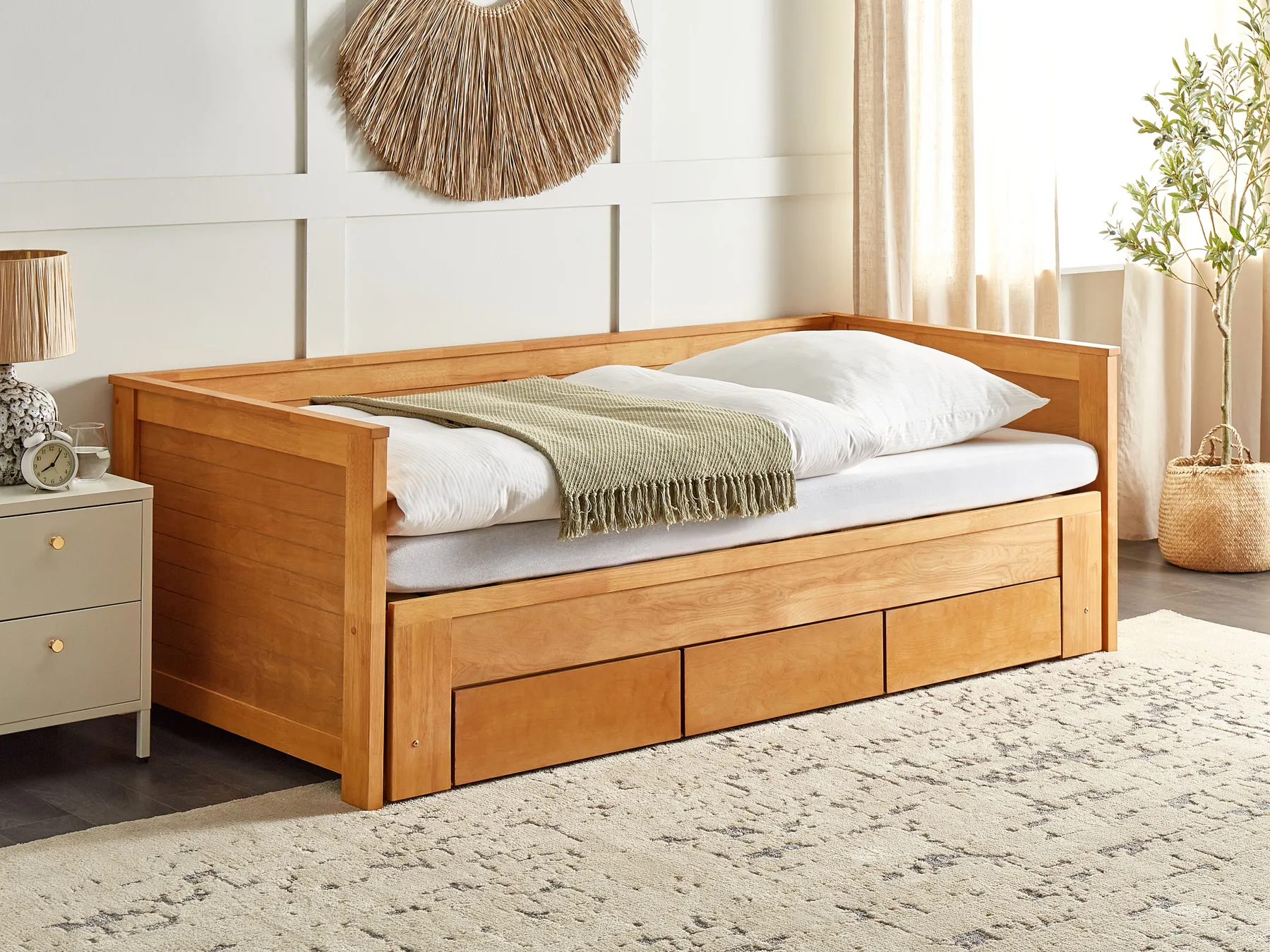 Bed with Storage Drawers Wood CAHORS 90 x 200 cm (EU Single) Brown_912559