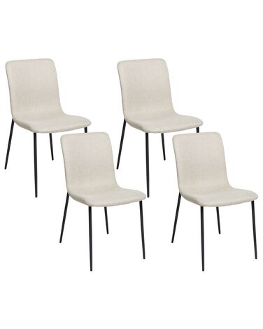 Set of 4 Fabric Dining Chairs Light Beige GLENDIVE