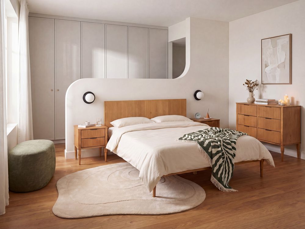 Bedroom Set Pine Wood AMBAZAC 160 x 200 cm (EU King Size) Light Brown