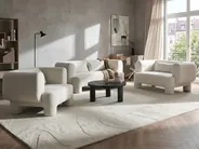 Living Room Set 6 Seater HOGBO Fabric White_1050021
