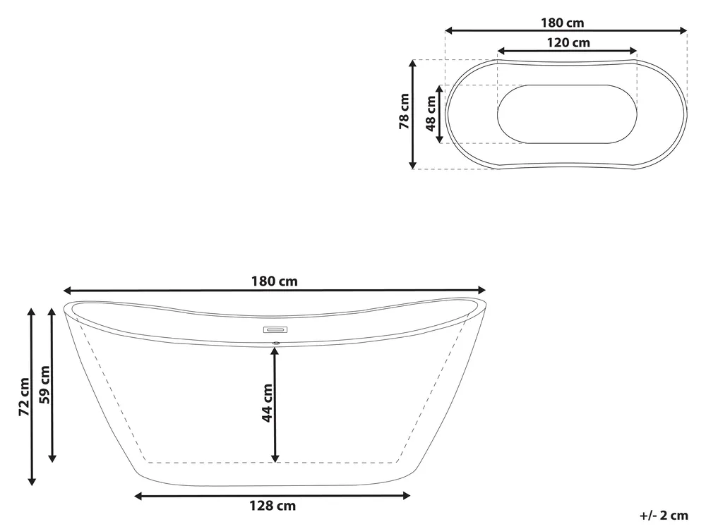 Freestanding Bathtub ANTIGUA 1800 x 780 mm Black_798086
