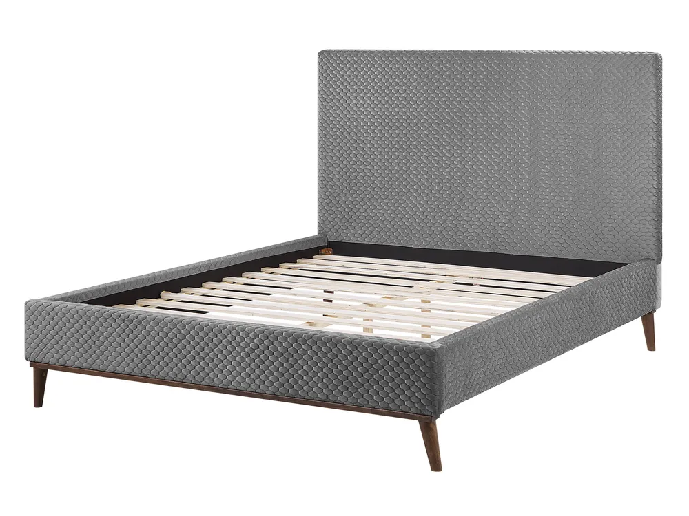 Bed Velvet BAYONNE 140 x 200 cm (EU Double) Light Grey_770904