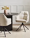 Set of 2 Dining Chairs Swivel MIRA Fabric Beige