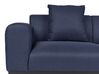 Faux Linen/Faux Leather Living Room Set Dark Blue and Brown MALMOS _931645