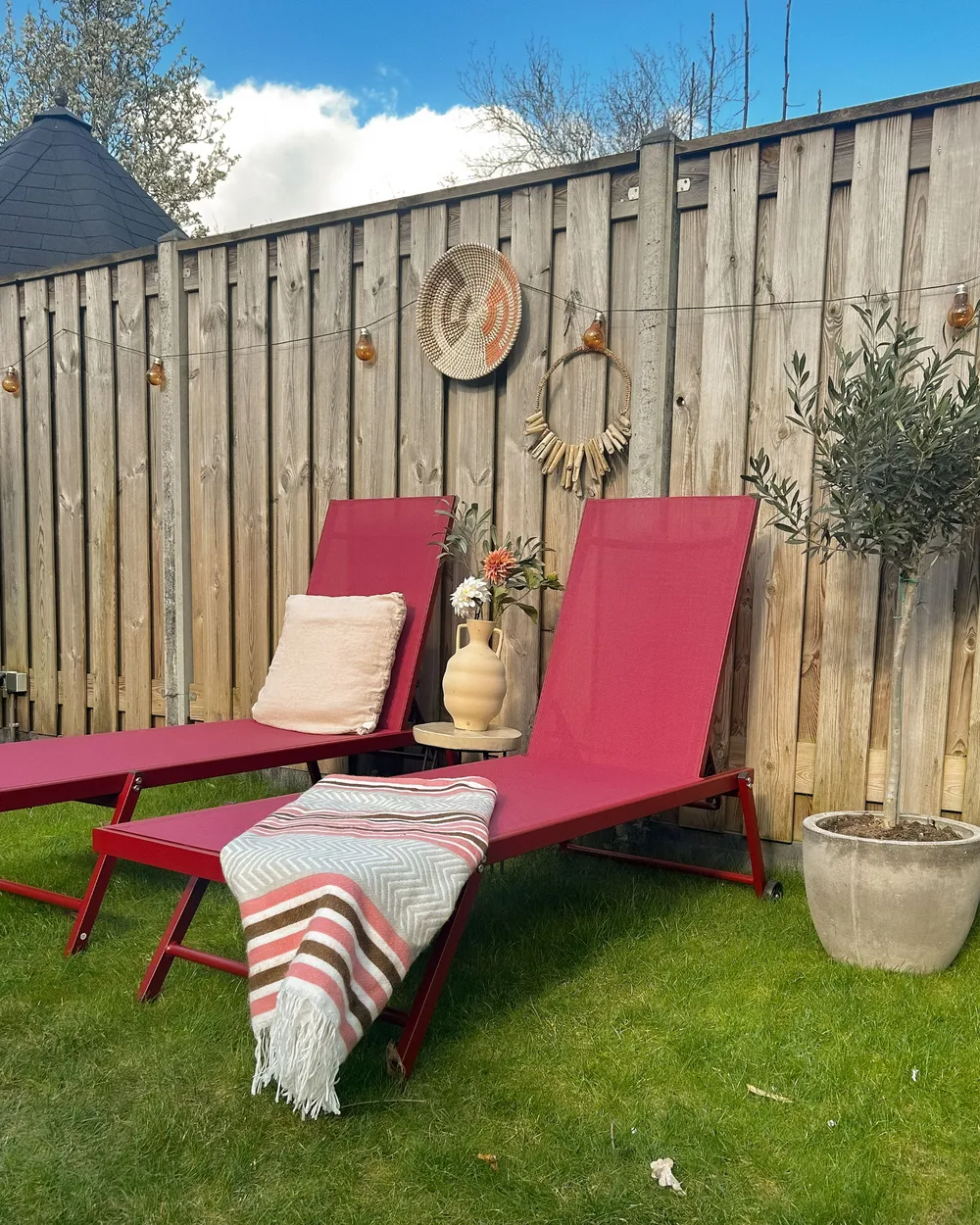 Sun Lounger PORTOFINO Reclining Metal Burgundy_979644