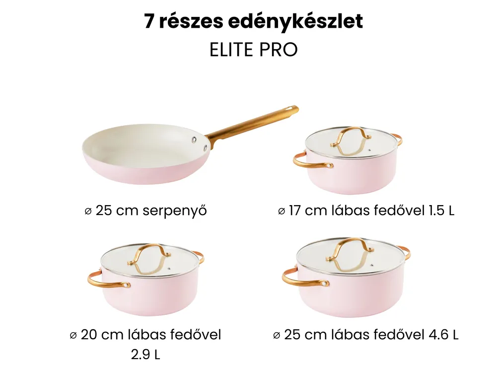 Hétdarabos edényszett ELITE PRO Pasztellrózsaszín_992839