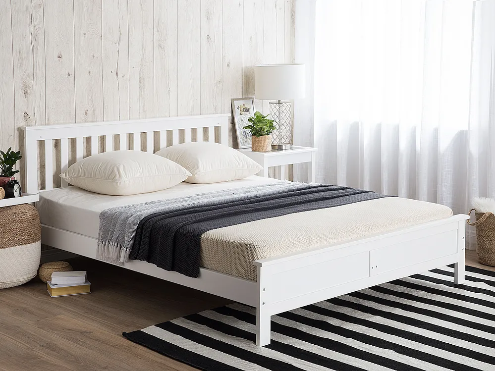 Bed Pine Wood MAYENNE 180 x 200 cm (EU Super King) White_1151347