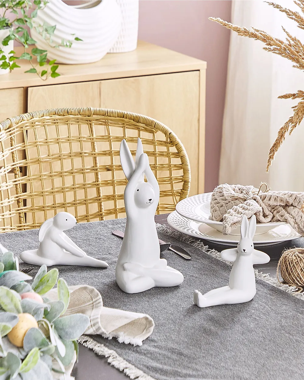Dekofiguren 3er Set Hase BREST Keramik Weiss_1178267