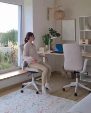 Biurko regulowane elektrycznie DESTINES 180 cm 72 cm Jasny brąz/ biały_1034806