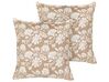 Sæt med 2 bomuldspuder med blomstermotiv 45 x 45 cm Beige og hvid NOTELEA_892904