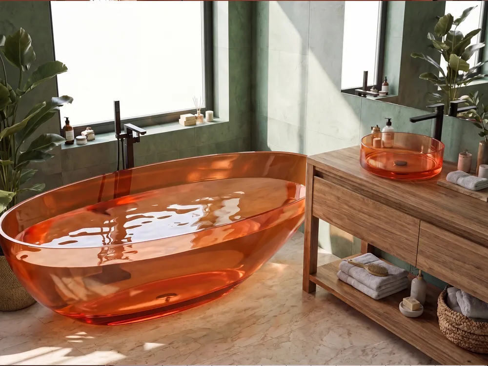 Baignoire îlot BLANCARENA 170 x 78 cm Rouge clair_1149635