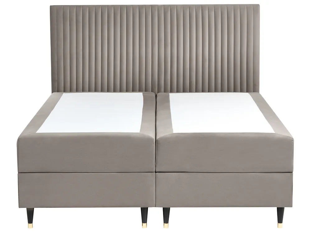 Boxspringbett mit Stauraum DAME Samtstoff Taupe 160 x 200 cm_1004855