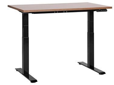Elektricky nastaviteľný písací stôl 120 x 72 cm tmavé drevo/čierna DESTINES