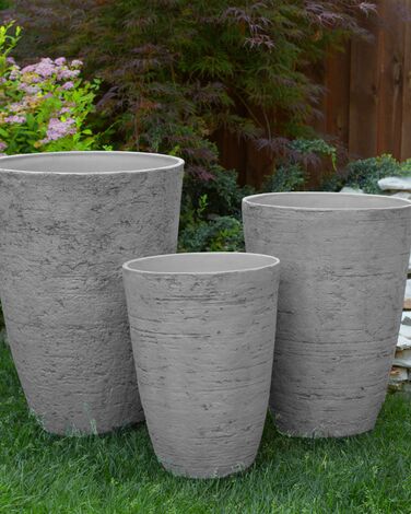 Set of 2 Plant Pots 35 x 35 x 50 cm Grey CAMIA
