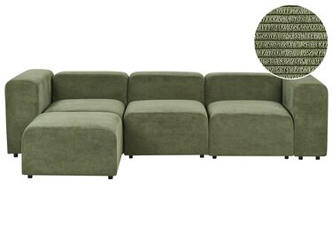 Kombinálható háromszemélyes zöld kordbársony kanapé ottománnal FALSTERBO