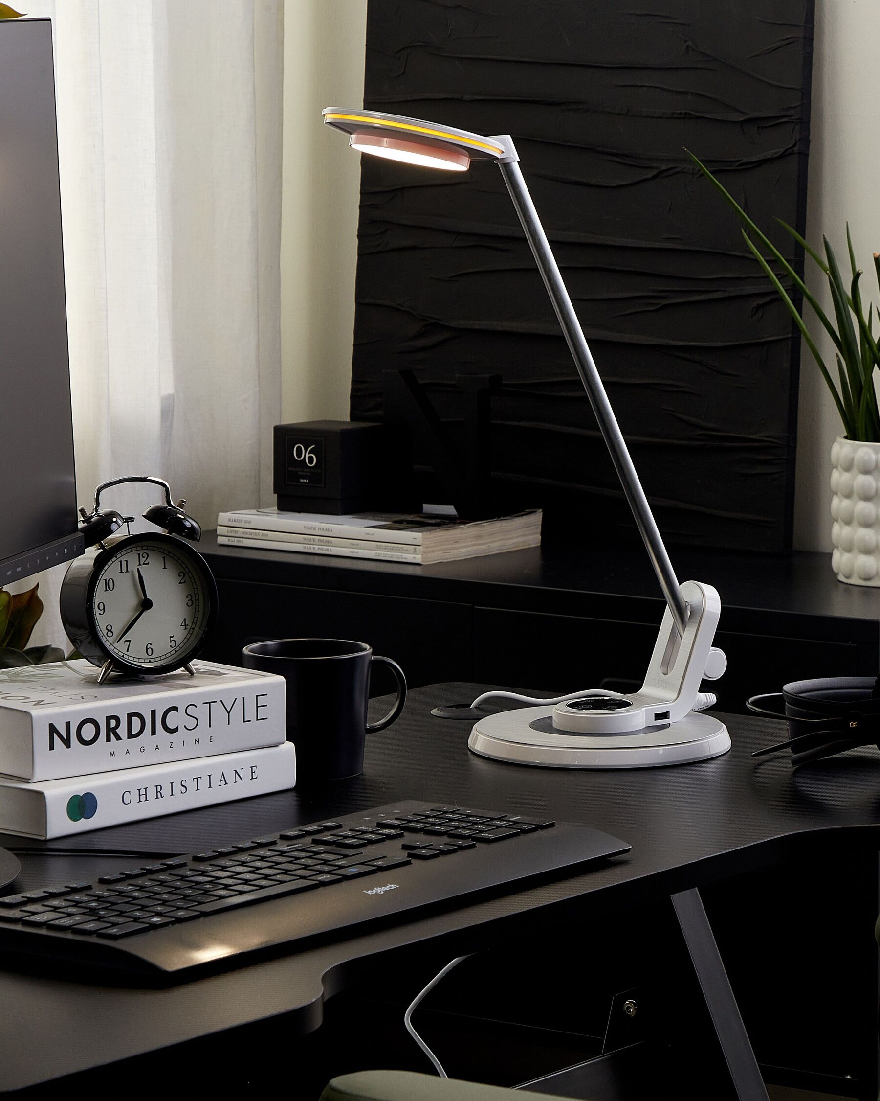 Metal LED Desk Lamp with USB Port Silver and White CORVUS_854188