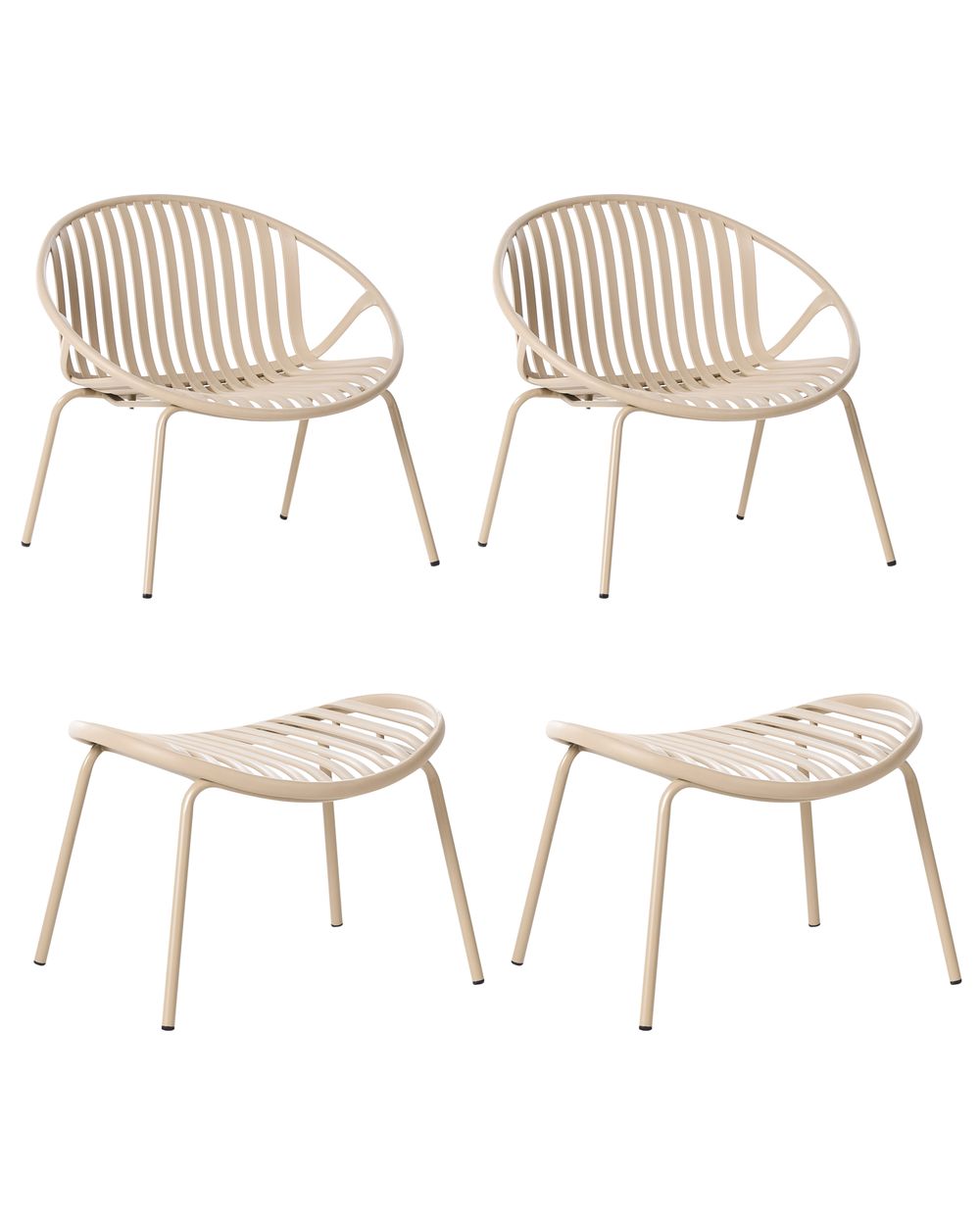Set of 2 Garden Chairs CASPERIA with Footstool Light Beige