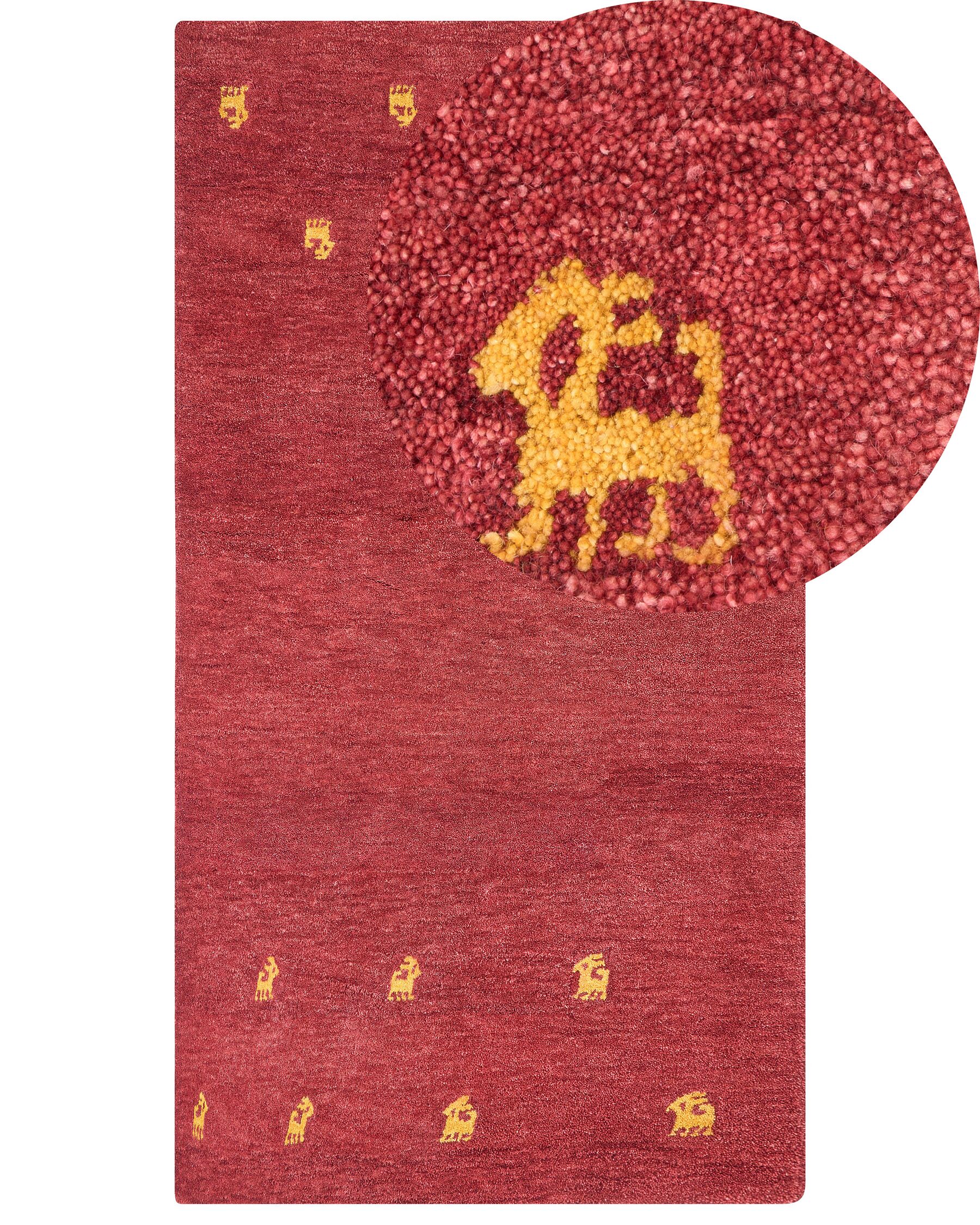 Tapete Gabbeh em lã vermelha 80 x 150 cm YARALI_856191