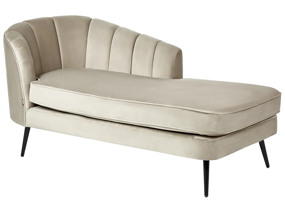 Left-Hand Chaise Longue ALLIER Velvet Beige_892429