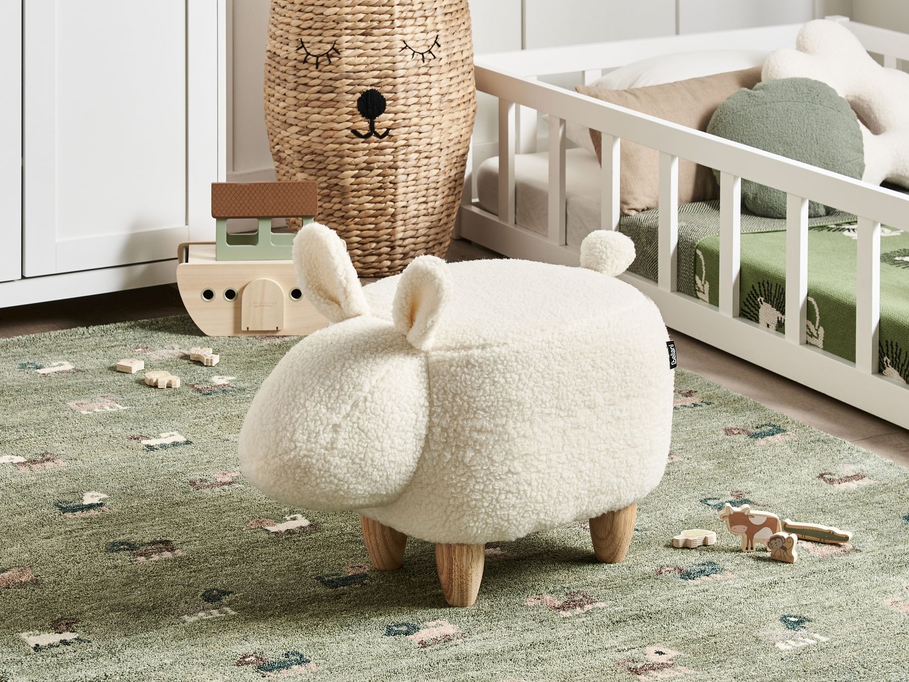Poef kinderkamer konijn wit teddystof