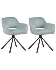 Set of 2 Dining Chairs Swivel LOURES Fabric Light Blue_945176