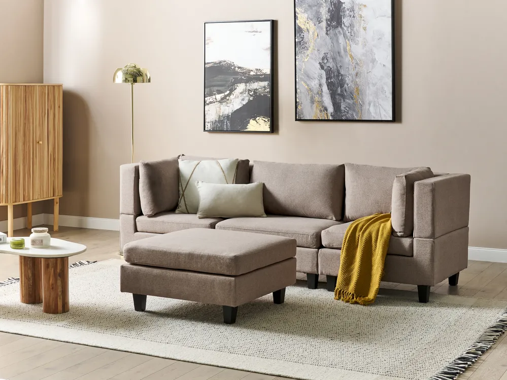 Sofa modułowa dla 3 osób UNSTAD z otomaną Brązowy